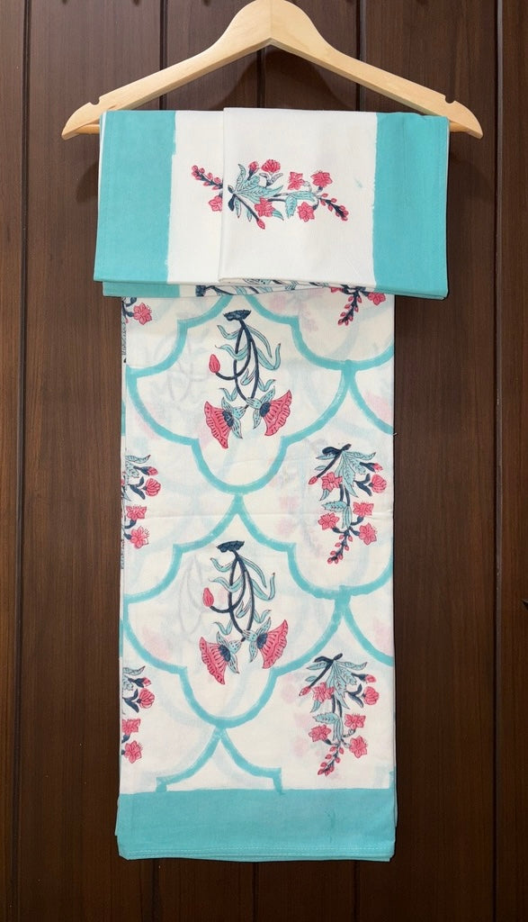 Blue white and pink florals 90x108 (B3)