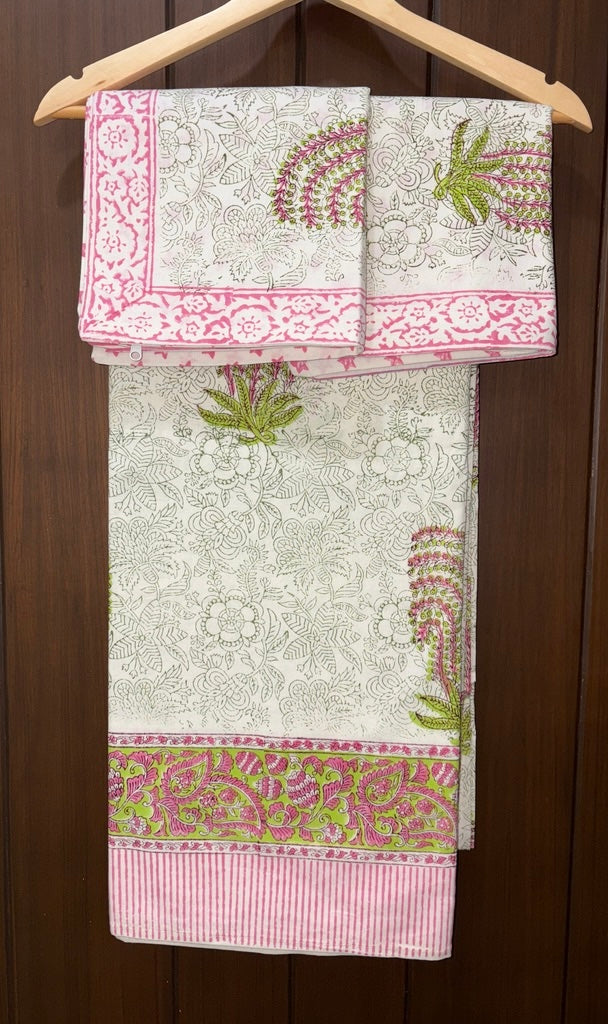 Double Bedsheet with 2 pillow covers  having floral patterns 