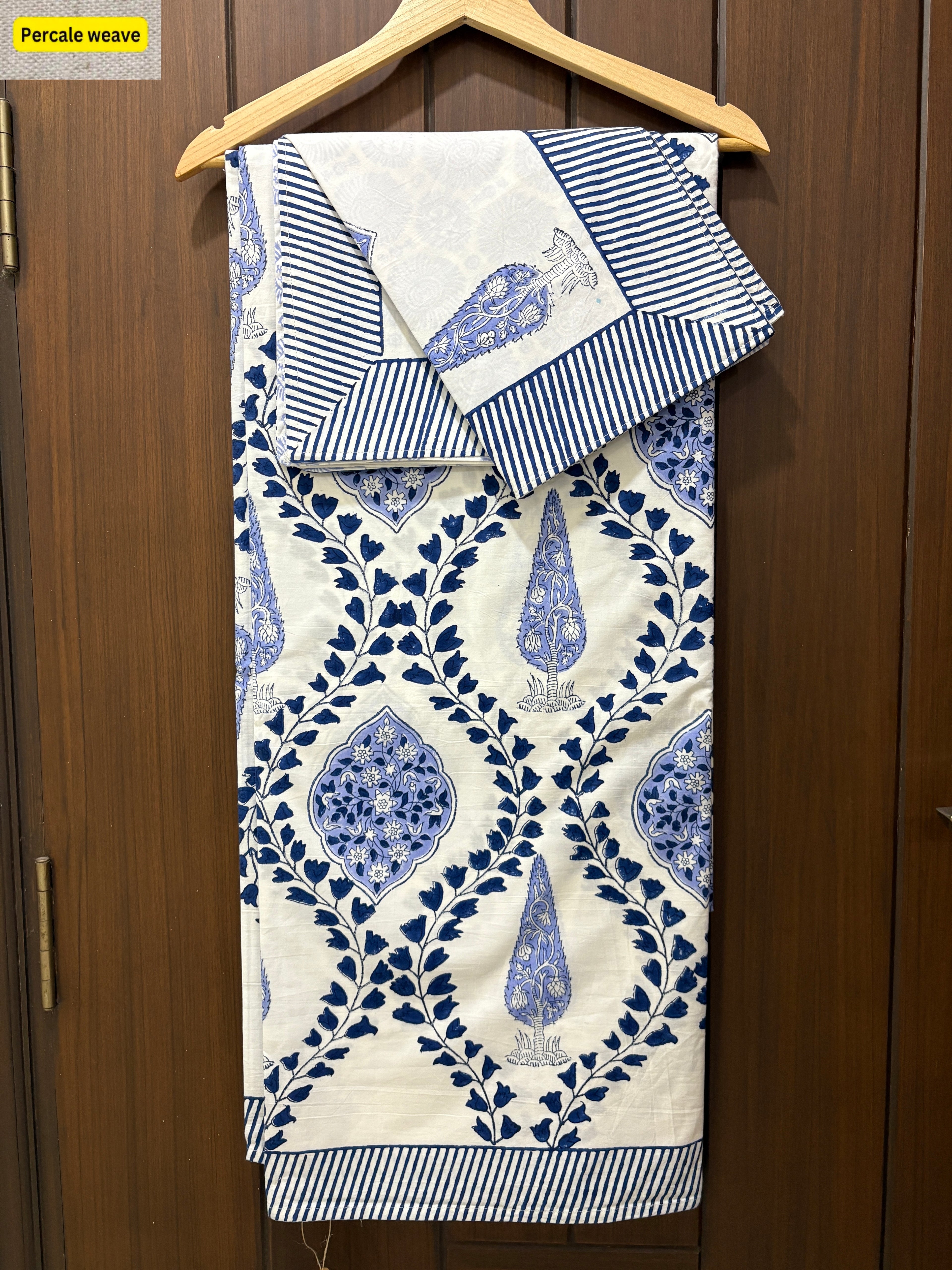 Blue and grey premium percale double bedsheet 108x108 (P5)